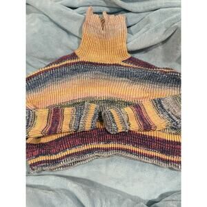 Forever 21 multicoloured striped cropped sweater with turtleneck Size M